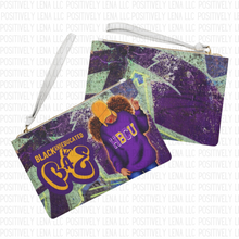 Load image into Gallery viewer, Black and Educated Purple and Gold HBCU Clutch|PositivelyLena